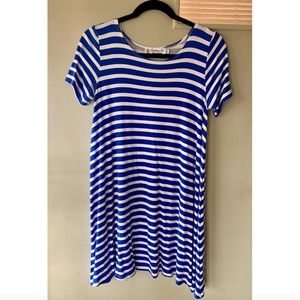 Fighting Eel Blue White Striped Dress NWOT